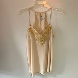 express butter yellow Embroidered racerback cami